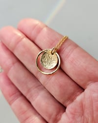 Image 4 of Gold hammered halo disc necklace