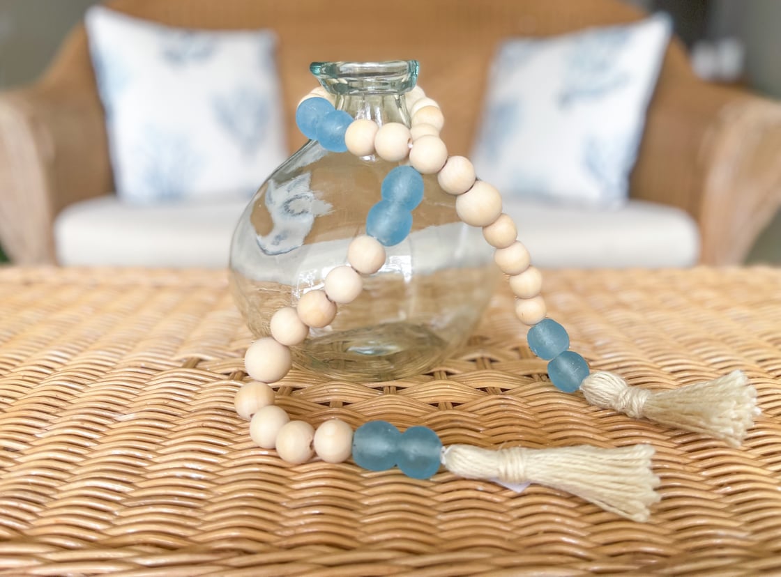 Image of Natural Wood + Blue Seaglass