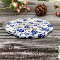 Image 3 of Blue and White Ceramic Floral Flower Arranging Frog