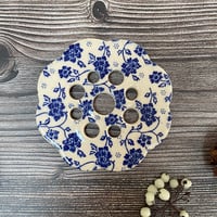 Image 2 of Blue and White Ceramic Floral Flower Arranging Frog