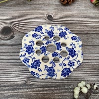 Image 1 of Blue and White Ceramic Floral Flower Arranging Frog