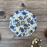 Image 1 of Blue Floral Ceramic  Flower Arranging Frog