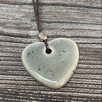 Image 1 of Ceramic Speckled Grey Heart Pendant/Necklace