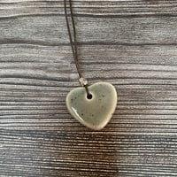 Image 3 of Ceramic Speckled Grey Heart Pendant/Necklace