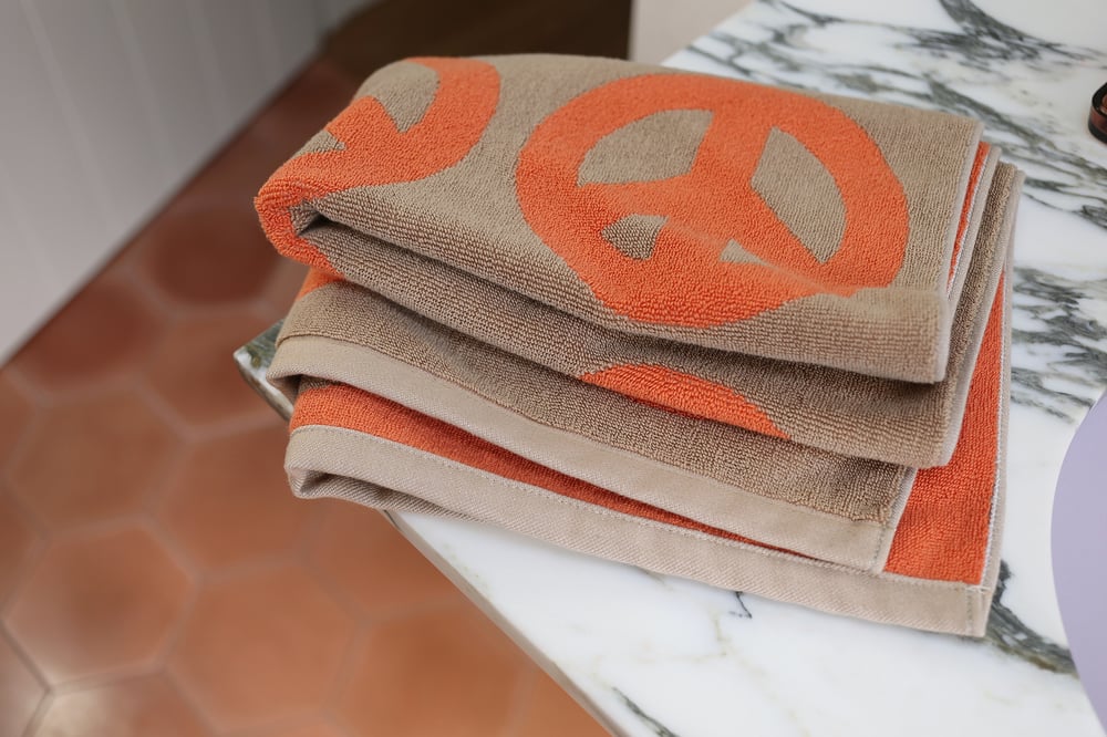 Image of Kid Peace Towel<div>Orange & Sand</div>