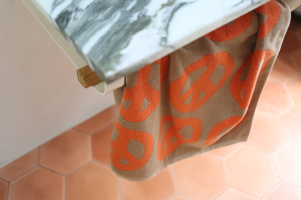 Image of Kid Peace Towel<div>Orange & Sand</div>