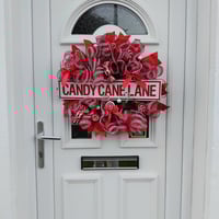 Image 2 of Candy Cane Lane Wreath, Sweet Door Wreath, Candy Cane Christmas Door Wreath