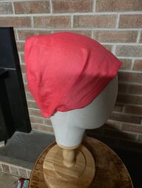 Image 2 of Pure Linen Cover with Elastic in Embroidered Coral