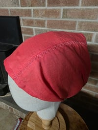 Image 1 of Pure Linen Cover with Elastic in Embroidered Coral