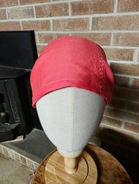 Image 4 of Pure Linen Cover with Elastic in Embroidered Coral