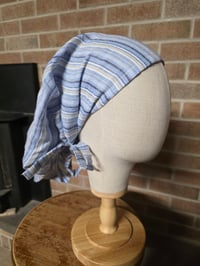Image 2 of Linen Full Tichel in Blue Striped