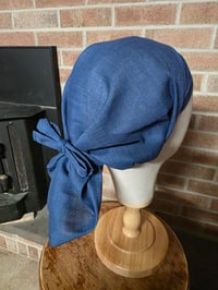 Image 2 of Linen Tichel in Perfect Blue