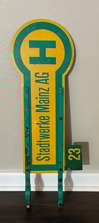 Image 4 of Vintage (ca. 1970s/80s) German (Aluminum & Steel) City Bus Stop Sign