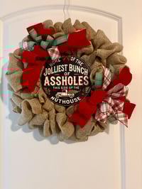 Image 1 of Nuthouse Christmas Burlap Wreath 