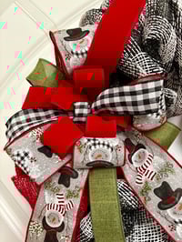 Image 2 of Snowman Christmas Burlap Wreath 
