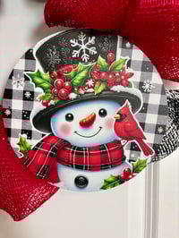 Image 3 of Snowman Christmas Burlap Wreath 
