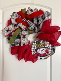 Image 4 of Snowman Christmas Burlap Wreath 
