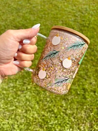 Image 2 of 15oz Glass Holly Jolly Snow Globe Mug 