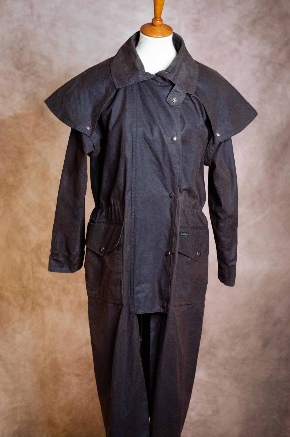 Image of Vintage Umber Brown Oil Skin Cape Coat