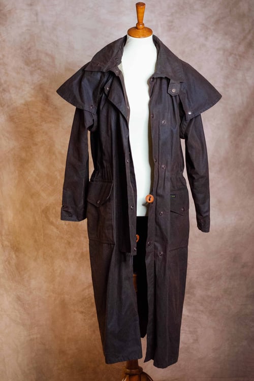 Image of Vintage Umber Brown Oil Skin Cape Coat