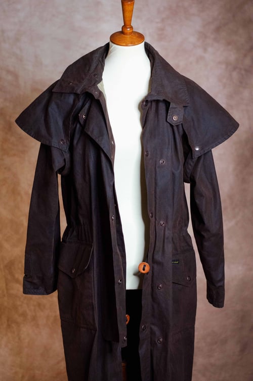 Image of Vintage Umber Brown Oil Skin Cape Coat