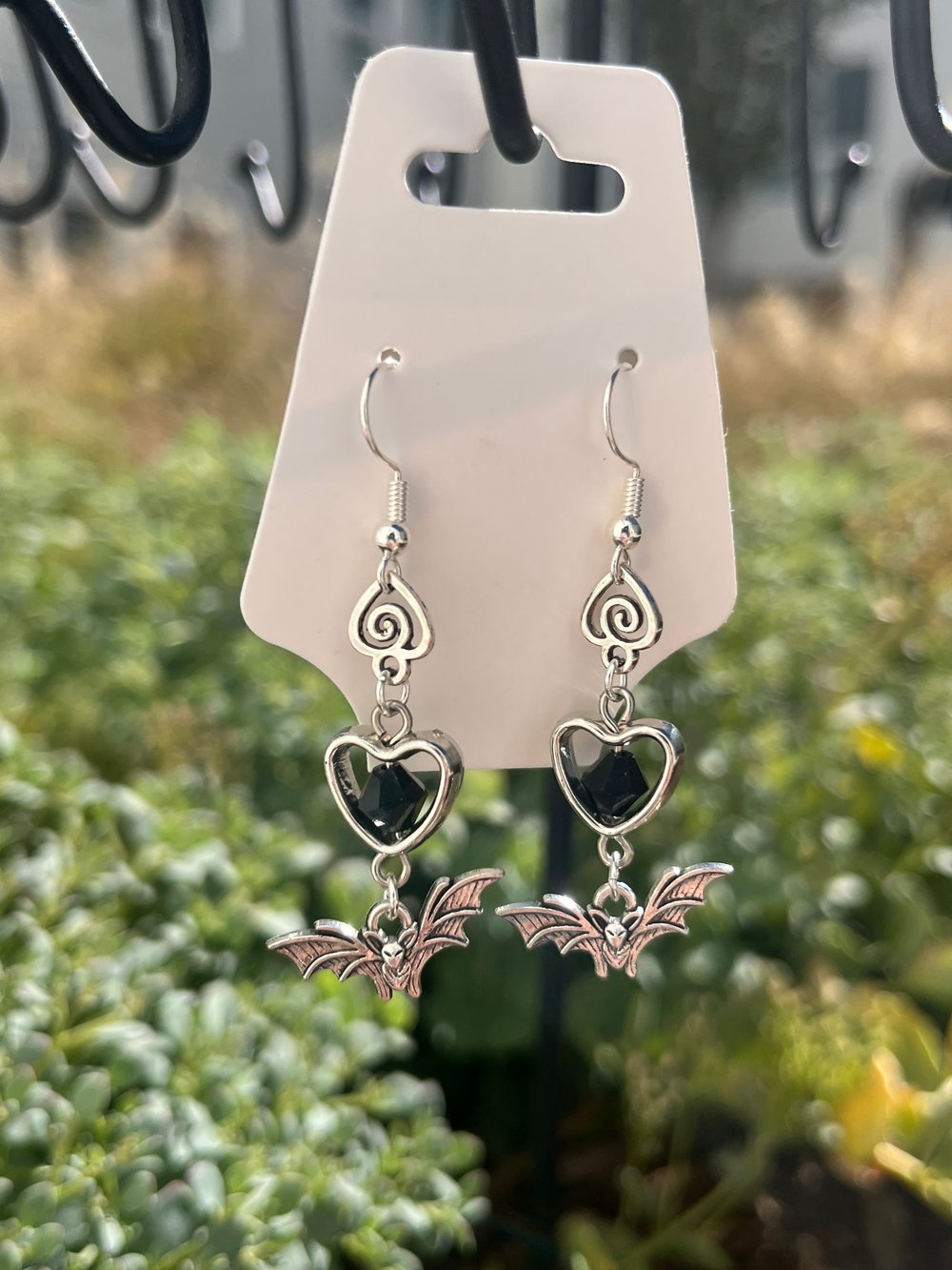 Image of Coffin and Bat Earrings / Glasses Charms