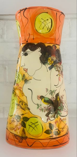 Image of Orange and yellow vase