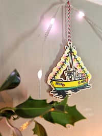 Image 3 of A Coastal Christmas.  Wooden Hanging Decorations