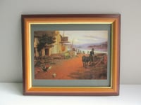 Image 1 of The Inn on the Estuary by Leghe Suthers (1800s) Vintage Art Print in Wooden Frame