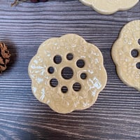 Image 9 of Pale Yellow Embossed Ceramic Flower Arranging Frog (9 hole)