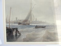 Image 4 of John W. Carmichael Dutch Boats Nautical Seascape, Small Vintage Art Print, Framed