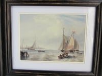 Image 3 of John W. Carmichael Dutch Boats Nautical Seascape, Small Vintage Art Print, Framed