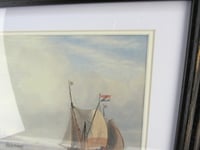 Image 6 of John W. Carmichael Dutch Boats Nautical Seascape, Small Vintage Art Print, Framed