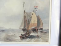 Image 5 of John W. Carmichael Dutch Boats Nautical Seascape, Small Vintage Art Print, Framed