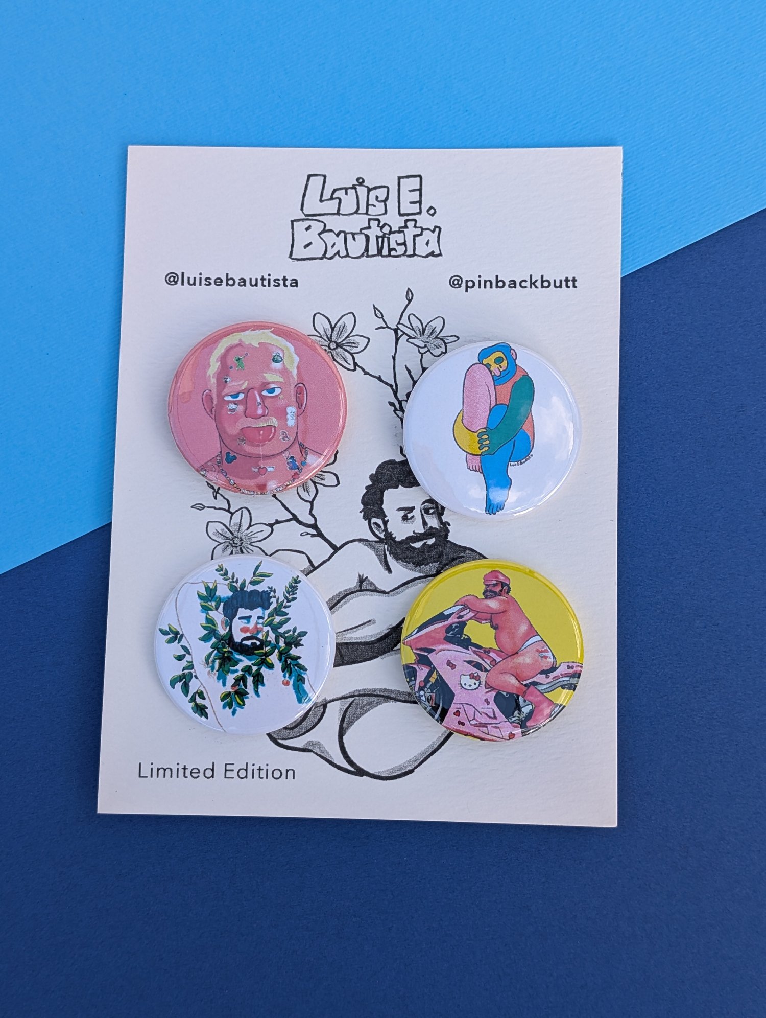 Image of Luis E. Bautista pins - pinbackbutt collab