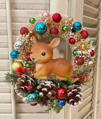 Vintage Sweet Reindeer Sisal Wreath Christmas Decoration