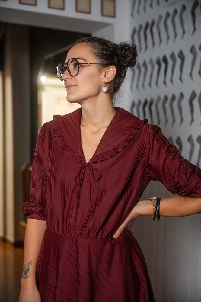 Image of Abito bordeaux con colletto