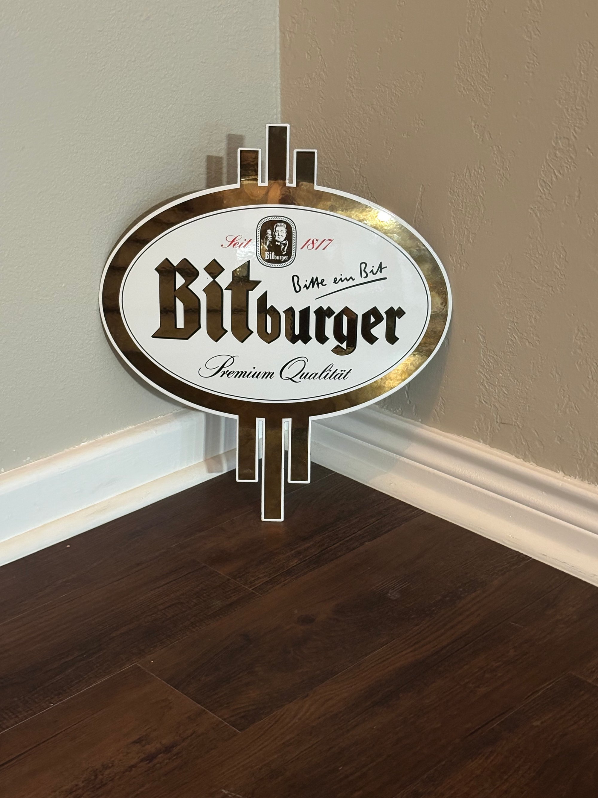 Vintage (ca. 1990s) German (Steel) Bitburger Beer Sign - (16