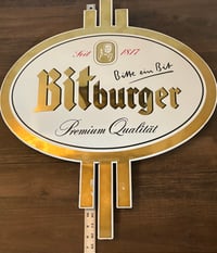 Image 3 of Vintage (ca. 1990s) German (Steel) Bitburger Beer Sign - (28" x 24 1/2”)