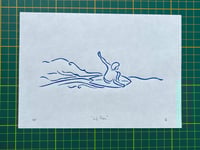 Image 3 of Lino print "Surf flow" - Signed Limited Edition.