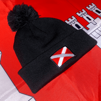 Image 2 of Red Saltire Embroidered Bobble Hat (Black)