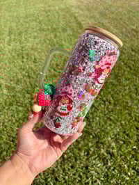 Image 1 of 20oz Glass Strawberry Snow Globe Cup 