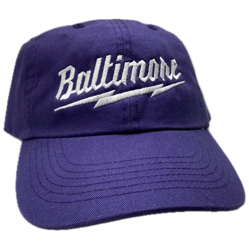 Image of Baltimore Bolt Dad Hat Purple/White (free shipping)