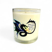 Piper's Hollow Dragon Candle with "Learn to Fly" Quote – Mythical Fantasy Home Decor