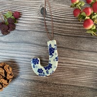 Image 2 of Blue Floral Ceramic Letter "J" Hanging Decoration