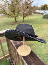 Image 5 of “Black Beauty” is an All Black Heart Shaped Cowboy Hat with Gold Accents