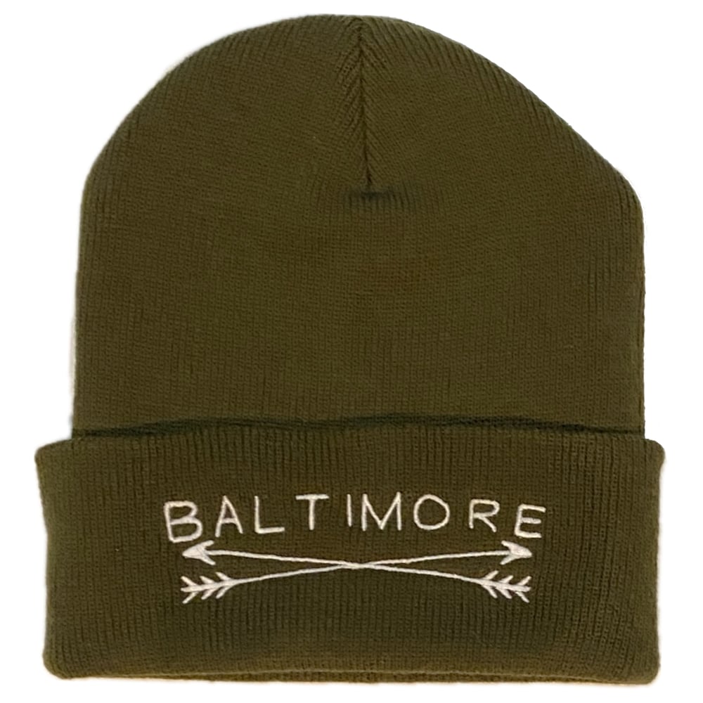Image of Baltimore Arrows Beanie Olive/White (free shipping)