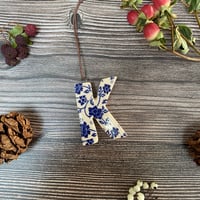 Image 2 of Blue and White Ceramic Letter "K" Hanging Decoration