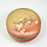 Image 2 of Grande Boîte à bijoux en albâtre avec fleurs de cerisier rose - vintage 1970s.