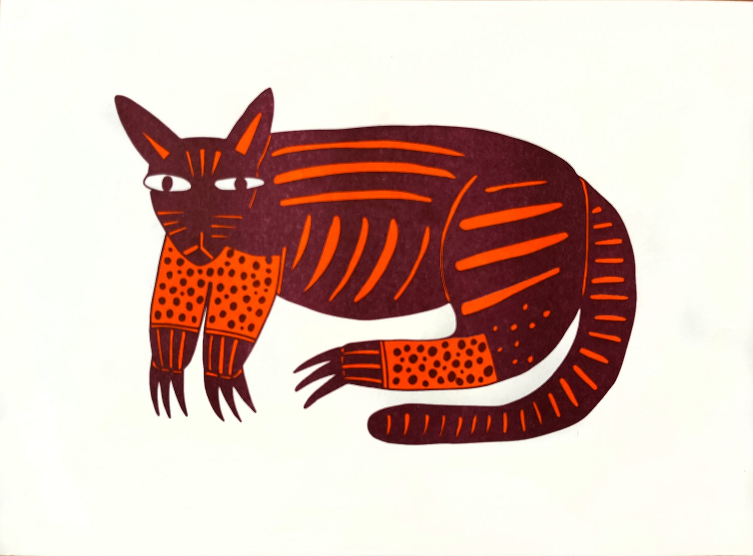 Scratchy cat A4 risograph